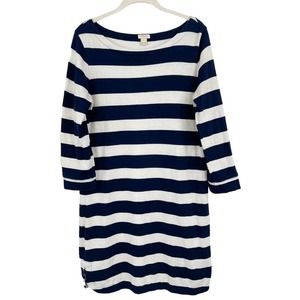 J. CREW 100% Cotton Striped Dress in Navy & White - Size Small